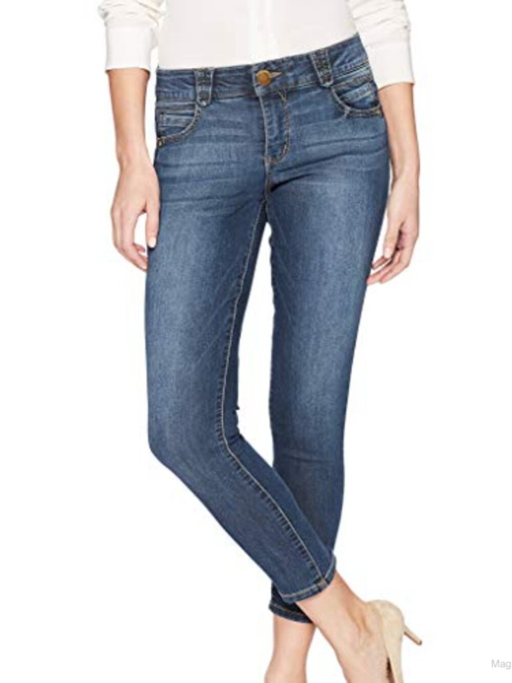Ab Solution Crop Mid Rise Skinny Jeans High Stretch Denim